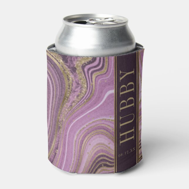 Abstract Agate Wedding Hubby Mauve ID827 Can Cooler (Can Front)