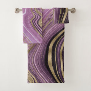 Abstract Agate Wedding Mauve ID827 Bath Towel Set