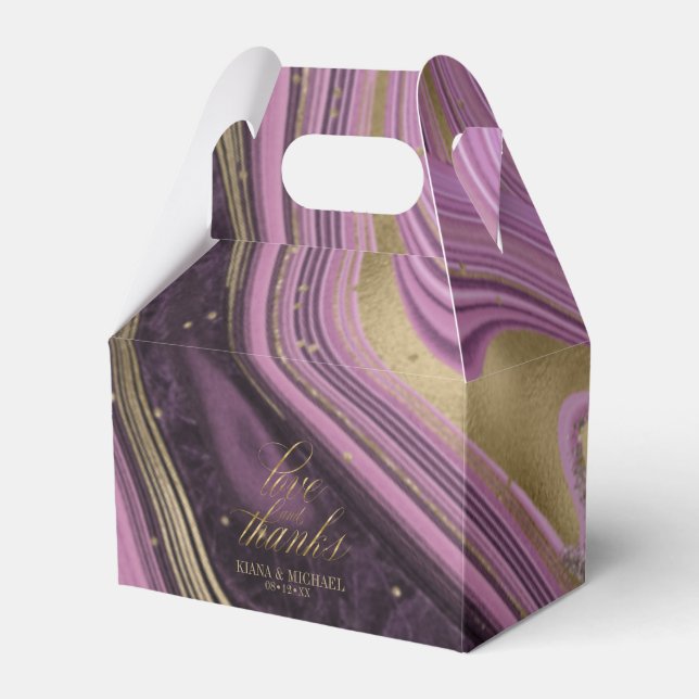 Abstract Agate Wedding Mauve V1 ID827 Favor Box (Front Side)