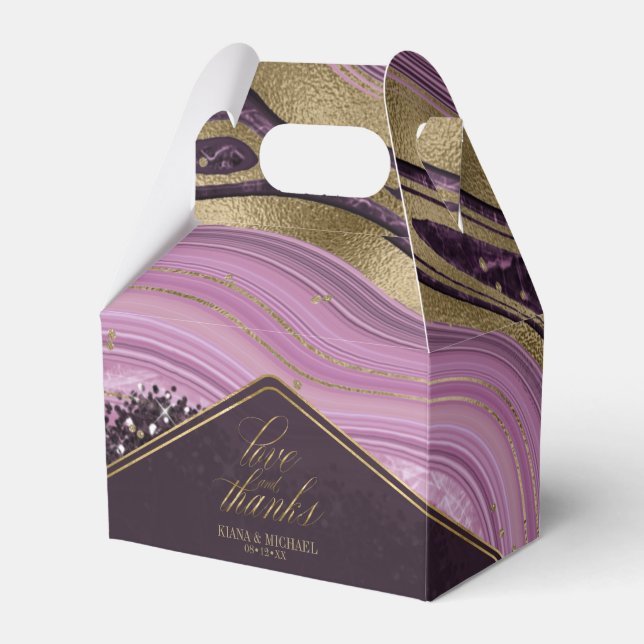 Abstract Agate Wedding Mauve V2 ID827 Favor Box (Front Side)