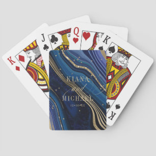 Abstract Agate Wedding Midnight ID827 Playing Cards