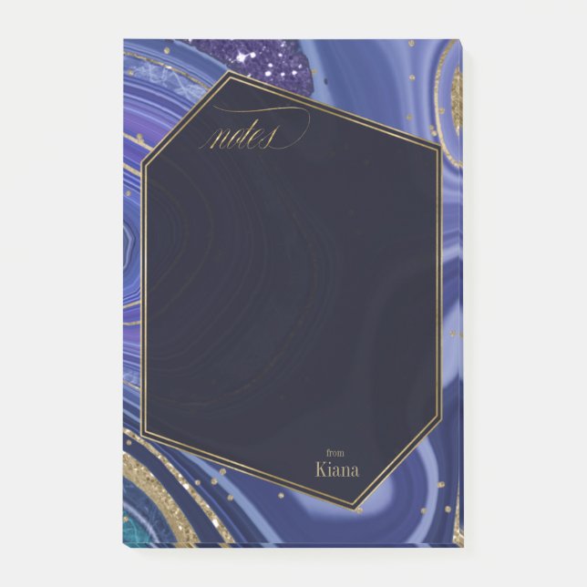 Abstract Agate Wedding Midnight ID827 Post-it Notes (Front)