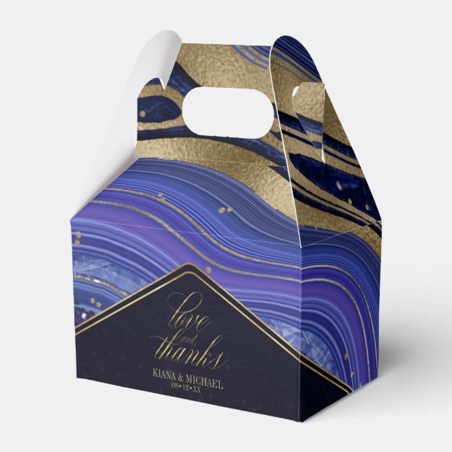 Abstract Agate Wedding Midnight V2 ID827 Favor Box (Front Side)
