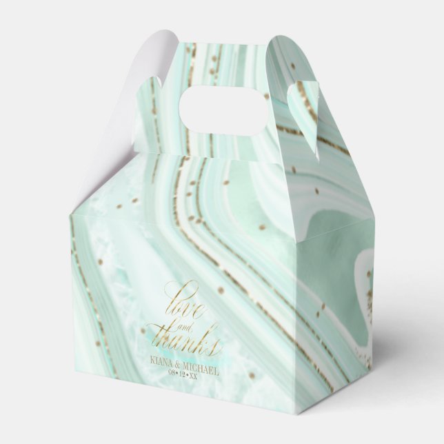 Abstract Agate Wedding Mint V1 ID827 Favor Box (Front Side)
