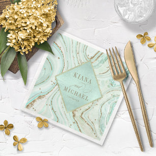 Abstract Agate Wedding Mint v2 ID827 Napkin