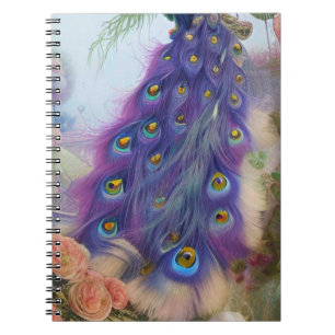 Abstract AI Art Purple Peacock feather tail   Notebook