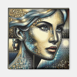 Abstract Ai Art Women's Face Magnet