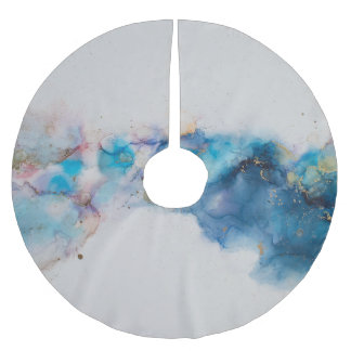 Abstract Alcohol Ink Art Background Brushed Polyester Tree Skirt