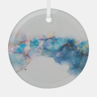Abstract Alcohol Ink Art Background Glass Ornament