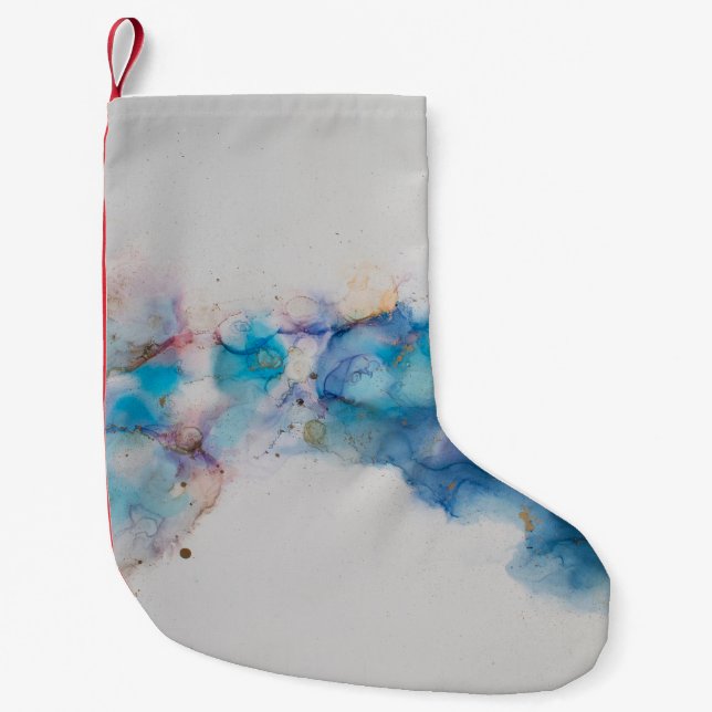 Abstract Alcohol Ink Art Background Small Christmas Stocking (Front)