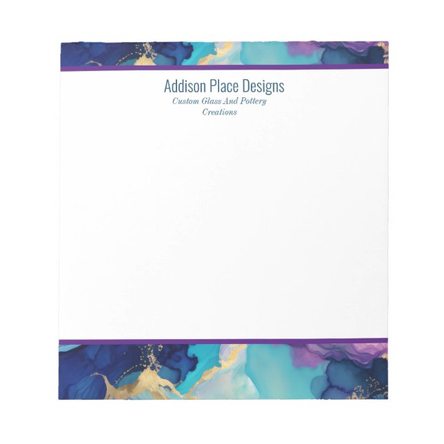 Abstract Alcohol Ink Blue Lavender Business Notepad (Front)