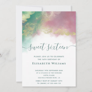 Abstract alcohol ink gold modern script invitat invitation