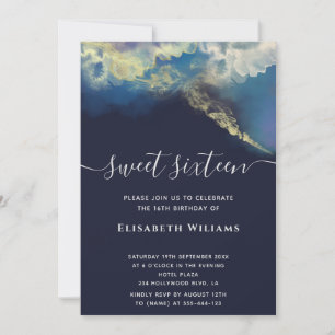 Abstract alcohol ink gold  modern script   invitat invitation