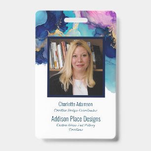 Abstract Alcohol Ink Image Employee Security Badge