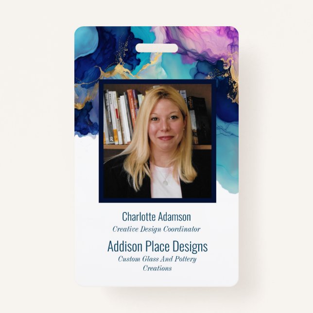 Abstract Alcohol Ink Image Employee Security Badge (Front)