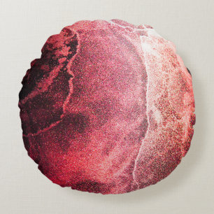 Abstract Alcohol Ink Painting Modern Art Backgroun Round Pillow