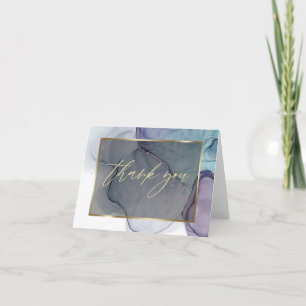 Abstract Alcohol Ink Plum Teal Smoke Thank You Card