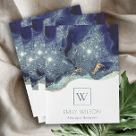 Abstract Alcohol Ink Silver Navy Glitter Monogram Pocket Folder<br><div class="desc">If you need any further customisation please feel free to message me on yellowfebstudio@gmail.com.</div>