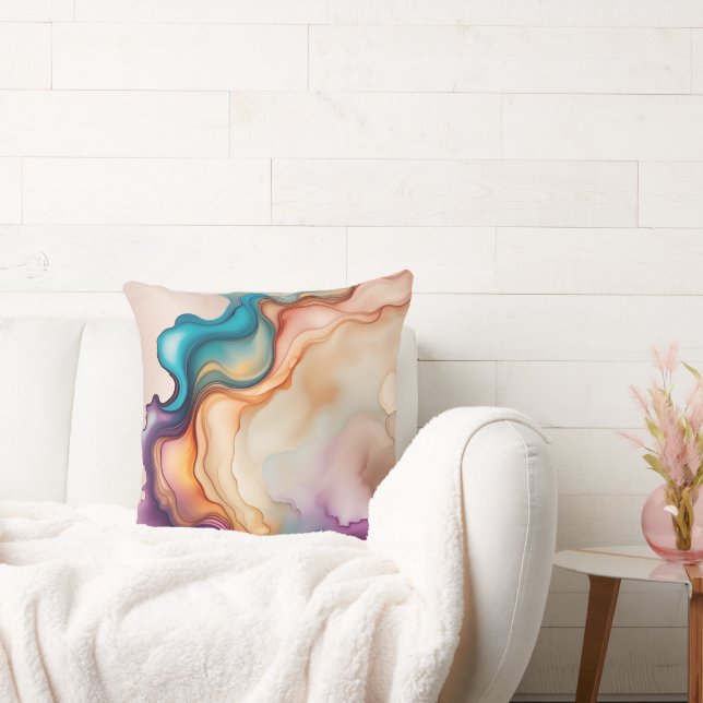 Abstract Alcohol Ink Spill Throw Pillow (Couch)
