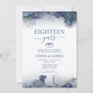 Abstract Alcohol Ink Stain Wedding Anniversary  Invitation