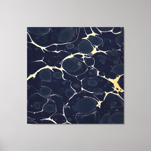 Abstract Alcohol Ink Style Art In Dark Blue II Canvas Print