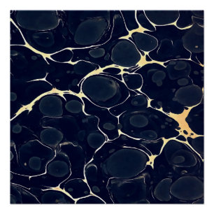 Abstract Alcohol Ink Style Art In Dark Blue II Poster