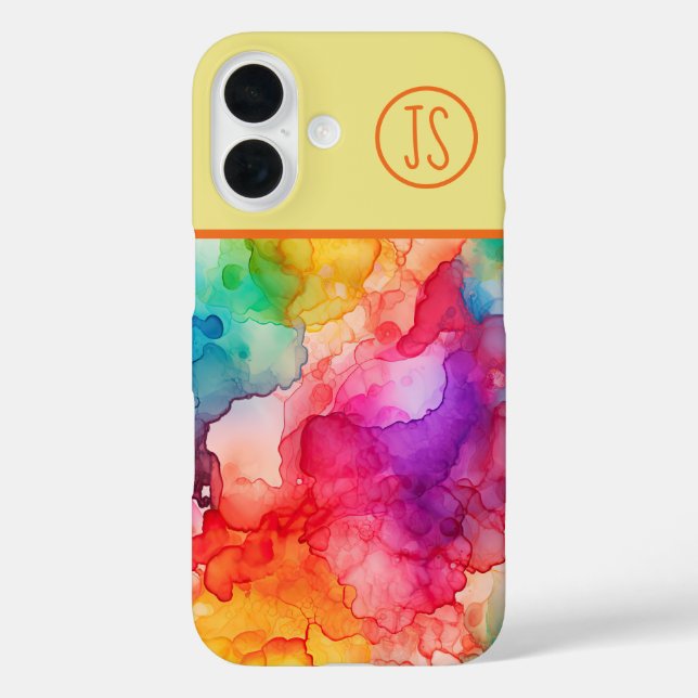 Abstract Alcohol Ink Style Rainbow Monogrammed Case-Mate iPhone Case (Back)