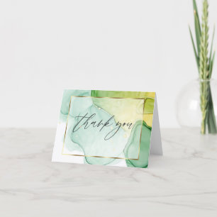 Abstract Alcohol Ink Vibrant Greens Thank You Card