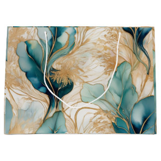 Abstract Alcohol Ink with Gold Accents Large Gift Bag