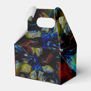 Abstract almonds under showy deformed dark glass favor box