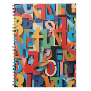 Abstract Alphabet Notebook with Colourful Letters