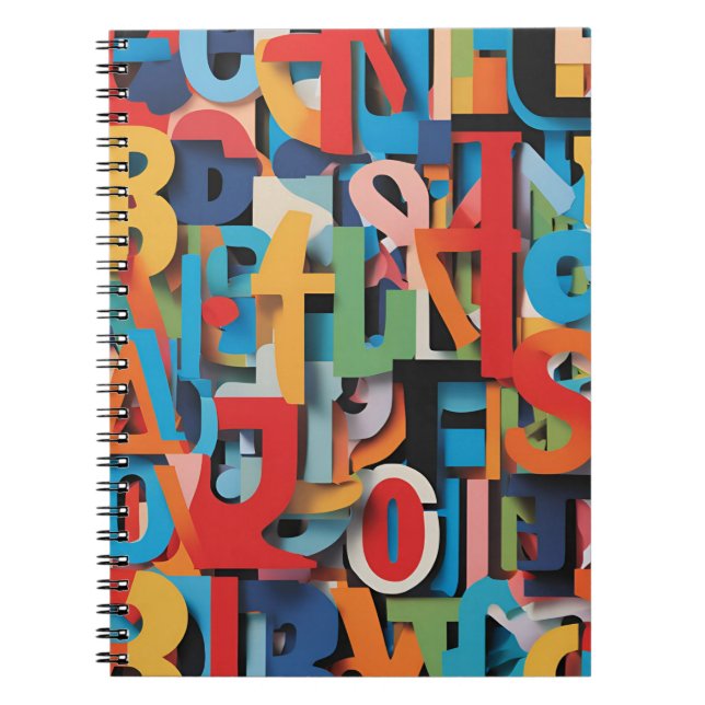 Abstract Alphabet Notebook with Colourful Letters (Front)