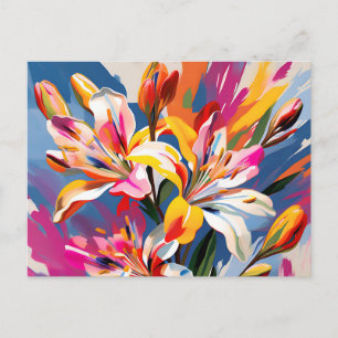 Abstract Alstroemeria Flowers Vibrant Postcard
