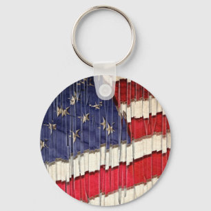 Abstract American Flag Keychain