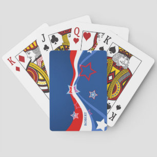 Abstract American flag, red white and blue Playing Cards