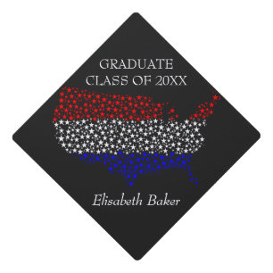 Abstract American Flag Stars Graduation Cap Topper