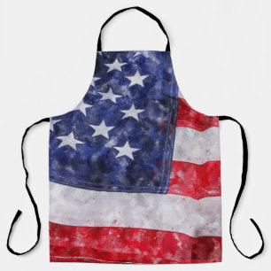Abstract American Flag, Watercolor Style. Apron
