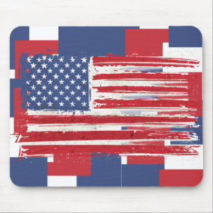 Abstract American Flags On Red White and Blue Mouse Pad