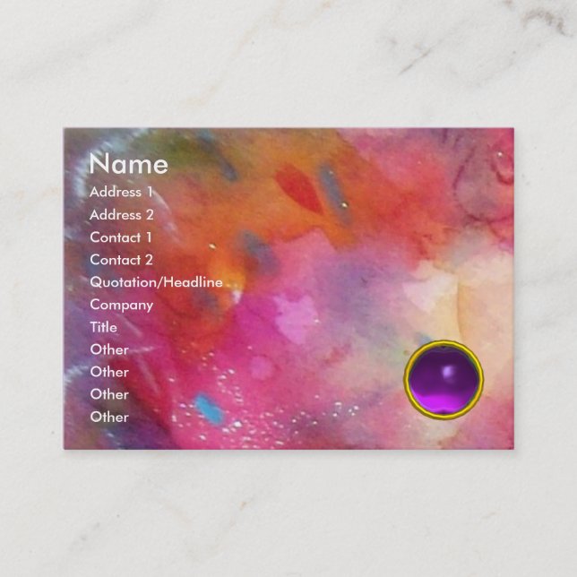 ABSTRACT AMETHYST, bright red blue pink purple Business Card (Front)