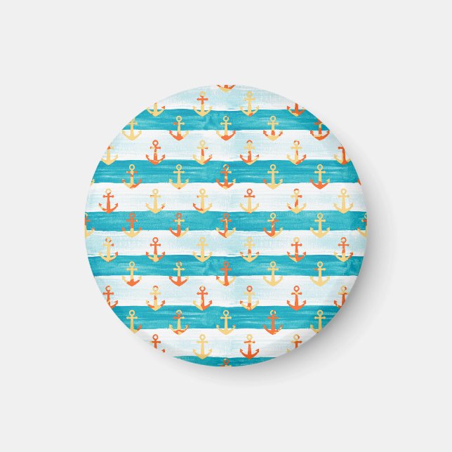 Abstract anchors: watercolor stripe pattern. magnet (Front)