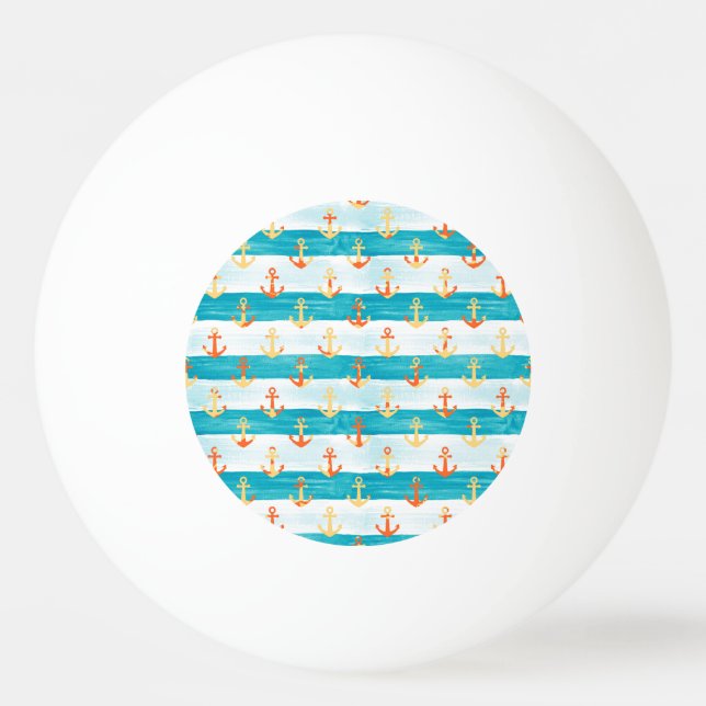 Abstract anchors: watercolor stripe pattern. ping pong ball (Front)