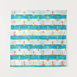 Abstract anchors: watercolor stripe pattern. tapestry
