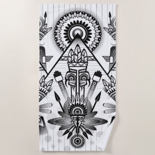 Abstract Ancient Native Indian Tribal Beach Towel