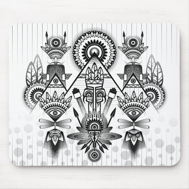 Abstract Ancient Native Indian Tribal Mouse Pad (Front)