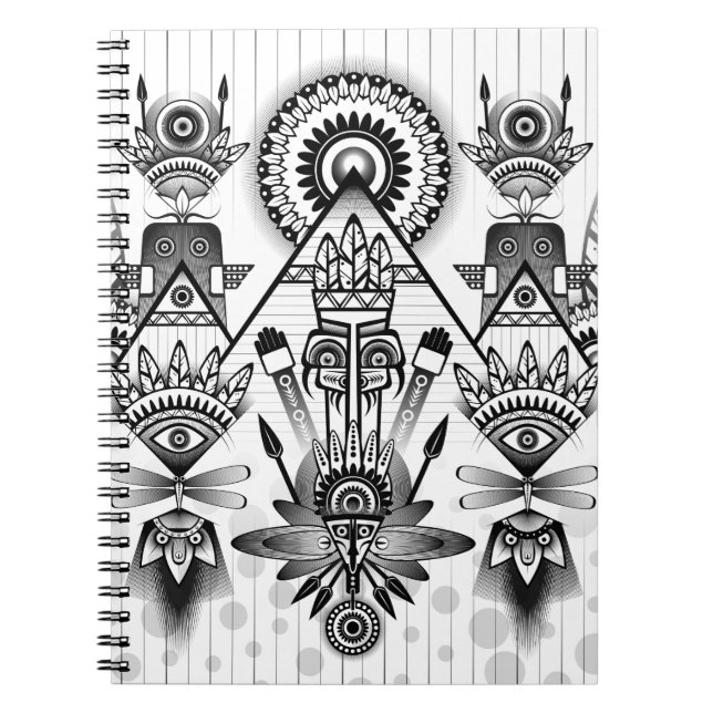 Abstract Ancient Native Indian Tribal Notebook (Front)