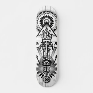 Abstract Ancient Native Indian Tribal Skateboard