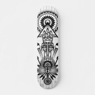 Abstract Ancient Native Indian Tribal Skateboard