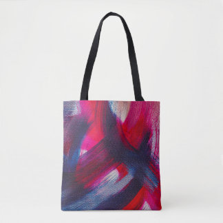 Abstract and colourful acrylic painting tote bag