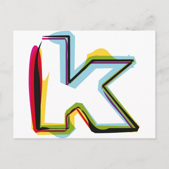 Abstract and colourful letter k postcard (Front)