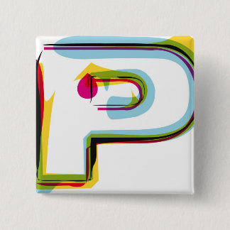 Abstract and colourful letter P 2 Inch Square Button